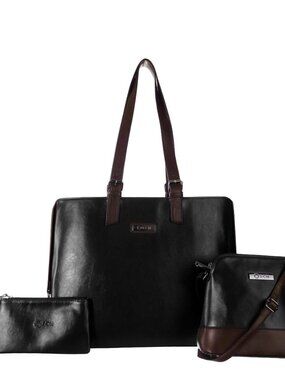 3pcs Vegan Tote Set for Women-Stylish Top Handle Laptop Bag Purse Sling Handbag